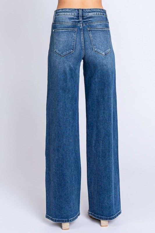 High Rise Comfort Stretch Wide Leg Jeans