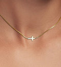 Gold Horizontal Cross Necklace