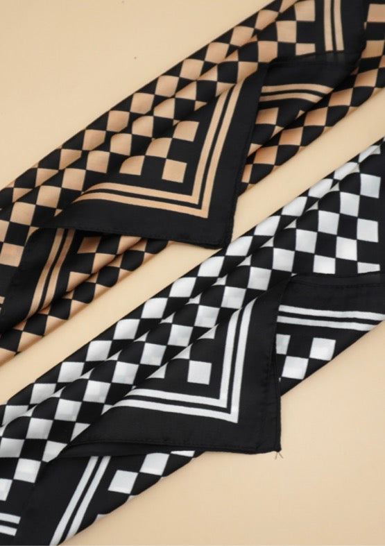 Checkered Silky Bandana Scarf