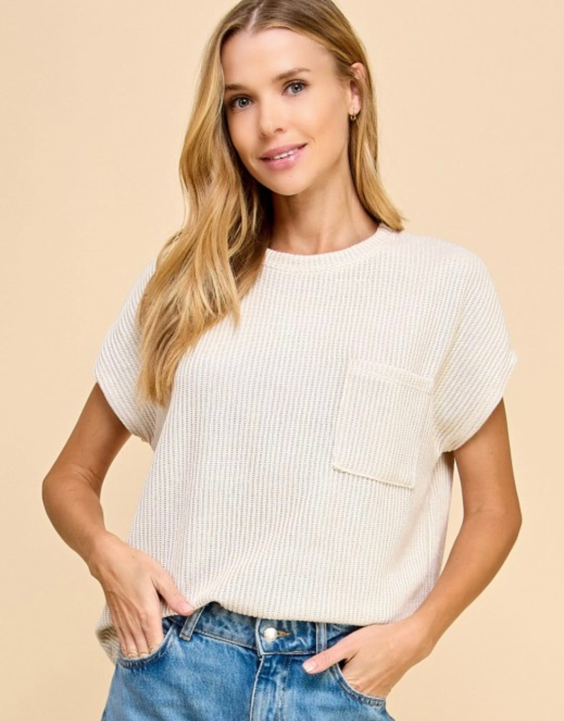 Cream Pocket Top